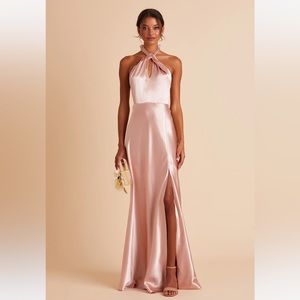Bridesmaids Dress - Birdy Grey Size Medium , Rose Gold Monica Satin Slit Dress